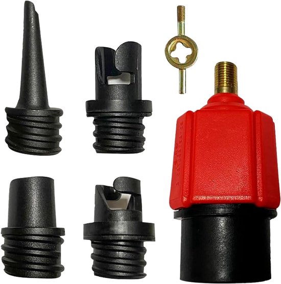 Luchtpompaansluiting Adapter - SUP Pomp Adapter - Opblaasbare Boten - 4 Ventieldoppen - 13 x 9 x 2.5 cm - Rood van Merkloos