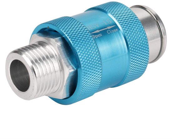 Luchtstroomregelaar - Schuifkraan - Pneumatische besturing - Aluminium constructie - G1/2 schroefdraad - Blauw