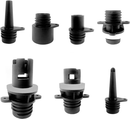 Luchtventiel Nozzles - Adapter Kit - Opblaasbare Boten - 7 Delige Set - 2 cm Interface - Zwart