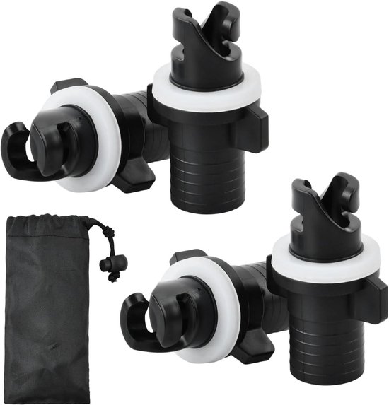Luchtventieladapters Kajak - Rubberboot Pompadapter - Watersport Accessoires - H-R Ventiel Compatibel - 4 Stuks - Zwart