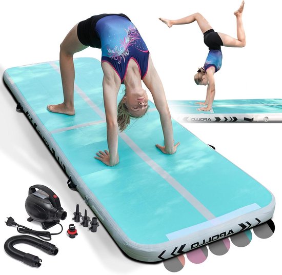 Luchtvolgmat - Turnmat Airtrack - Gymnastiek Yoga - Snel Opgeblazen - 300 x 100 cm - Mint