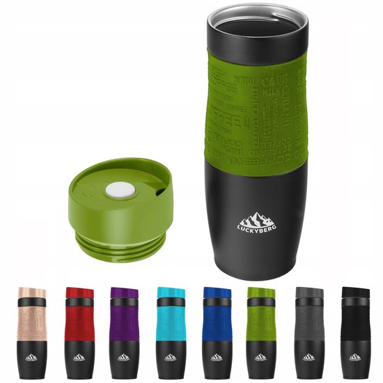 Luckyberg Thermosbeker 480ml - RVS, Groen, Lekvrij