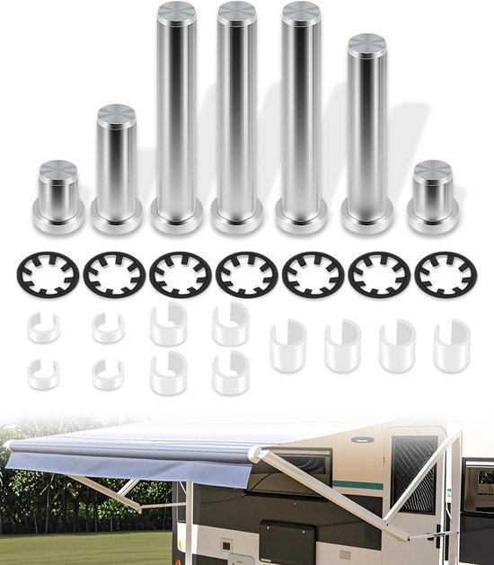 Luifel Arm Reparatie Kit - Pin Set Luifel - Luifel Repareren - Roestvrij Staal - 7 Pinnen - Zilver