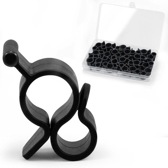 Luifelhaken - Set van 20 RV Luifel Haken - Hemming Rail Haken - Luifelhangers - Accessoires caravan - Camping Luifel Haken - voor Caravan Kerstfeest Kampeertent Binnen Buitendecoratie - Zwart van Merkloos