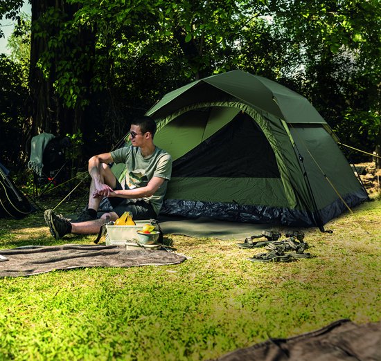 Lumaland kampeertent | Lichte pop-up tent | Koepeltent voor 2-4 personen | Trekking- & festivaltent | Waterdichte tent die in enkele seconden opgezet is, 210 x 190 x 110 cm | Ook ideaal als bescherming tegen wind en zon op het strand van Merkloos