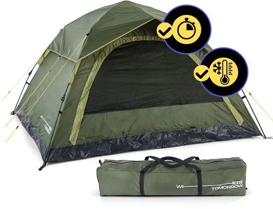 Lumaland kampeertent - Lichte pop-up tent - Koepeltent voor 2-4 personen - Trekking- & festivaltent - Waterdichte tent die in enkele seconden opgezet is, 210 x 190 x 110 cm - Ook ideaal als bescherming tegen wind en zon op het strand