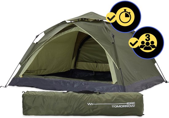 Lumaland Pop Up Werptent 210 X 190 X 110 Cm - Groen - 3 Persoons van Merkloos