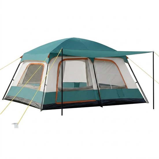 LUMÉ STORE Glampingtent - Kampeertent - Campingtent - Familietent - 2-4 Personen - Waterproof - Muggengaas - UV Bescherming - Groen