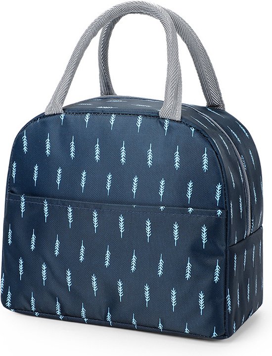 Lunch Bag - Blauw/Wit | Koeltas | Polyester / Nylon | 23x15x20 cm | Fashion Favorite van Merkloos