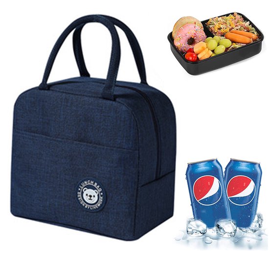 Lunch Bag - Isolerende Koeltas - Herbruikbare Draagtas - Picknicktas - Met Schouderband - Voor Dames & Heren - Blauw - 1 stuks van Merkloos