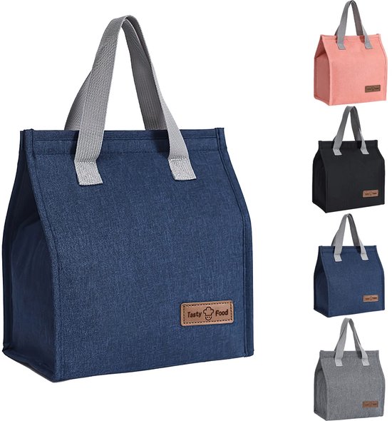 Lunch Bag - Koeltas - Dubbele Handvatten En Opvouwbaar Ontwerp - 1 - Voor Werk, School Of Reizen + Zwart van Merkloos