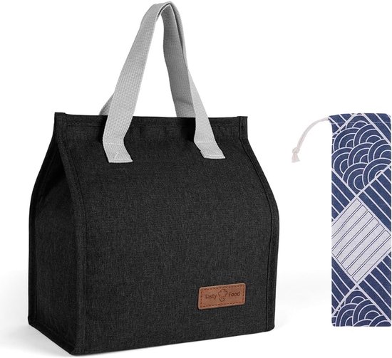 Lunch Bag voor Mannen en Vrouwen - Draagbare Isolatie Cooler Tas - Thermische Levensmiddelen Organizer voor Werk, Buiten, School, Reizen - Zwart van Merkloos