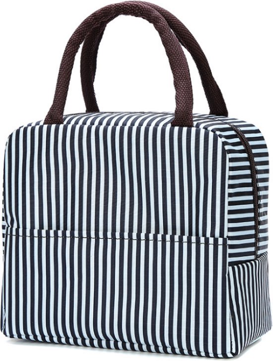 Lunch Bag - Zwart/Wit - Koeltas - Polyester / Nylon - 23x15x20 cm - Fashion Favorite van Merkloos