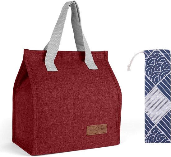Lunch Bags voor Vrouwen en Mannen - Draagbare Lunch Box Tas - Geïsoleerde Koeltas - Lekvrije Lunch Organizer - Thermische Koeltas voor Werk Buiten School Reizen - Wijnrood van Merkloos