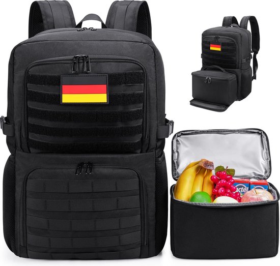 Lunch rugzak, laptoprugzak met koeltas voor 15,6 inch, 2-in-1 rugzak voor heren, voor werk, school, picknick, universiteit, zwart, zwart van Ytonet