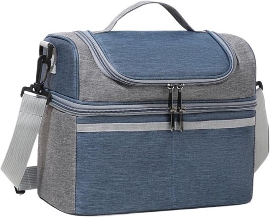 Lunch tas - Geïsoleerde lunchtas - Dubbele laag kleurrijke lunchtas - Dikke aluminiumfolie koeltas - Draagbare crossbody geïsoleerde tas - Marineblauw van Mueka