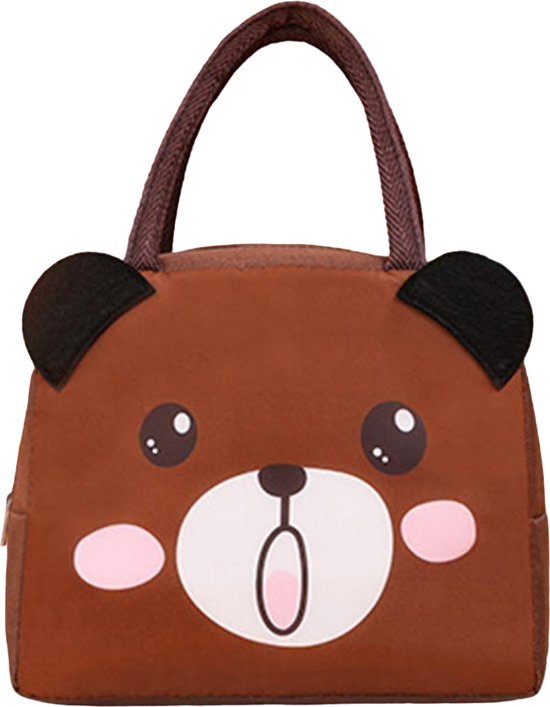 Lunchbag voor Kinderen - Beer - Bruin - Koeltas - Thermo Tas - Lunch Bag - Rits - Jongen - Meisje van Merkloos