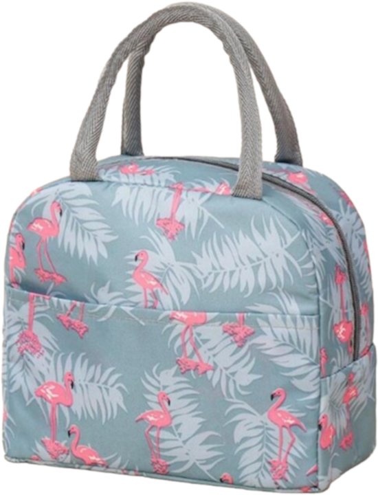Lunchbag voor Kinderen - Flamingo - Blauw - Roze Koeltas - Thermo Tas - Lunch Bag - Rits - Meisje van Merkloos