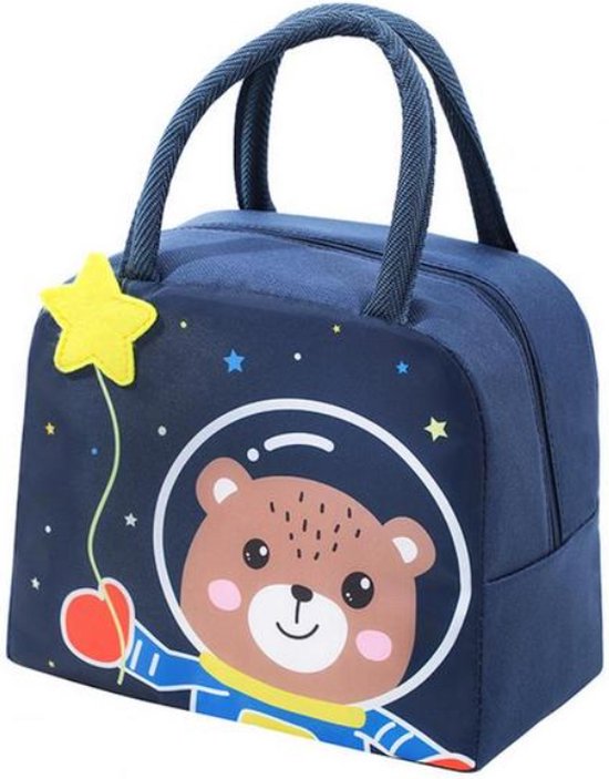 Lunchbag voor Kinderen - Space Bear - Blauw - Koeltas - Thermo Tas - Lunch Bag - Rits - Jongen van Space Bear