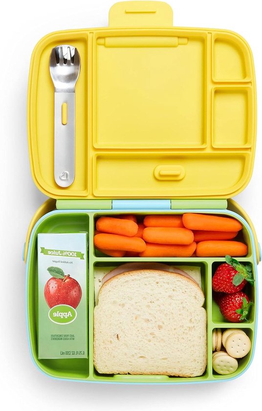 Lunchbox met 5 vakken - ideaal voor baby's en peuters - inclusief roestvrijstalen bestek van Mepal