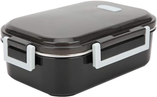 Lunchbox RVS - Bento Box Voedselcontainer - Maaltijden Meenemen - Lekvrij en Warmhoudend - 700ml - Zwart