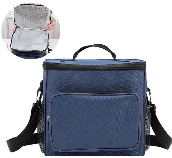 Lunchbox Thermo Tas - Stijlvolle Grote Capaciteit Lunchtas - Herbruikbare Geïsoleerde Lunchbag - 26x17x24 cm - Geschikt voor Buitenshuis Werken en Picknicken (Donkerblauw) van ZOMUVO