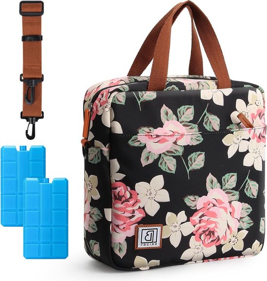 Lunchtas - Brisby Koeltas 7L Met Koelelementen Vier Lagen - Veelzijdige Lunchtas Bloemen Kleur Koelbox van Brisby
