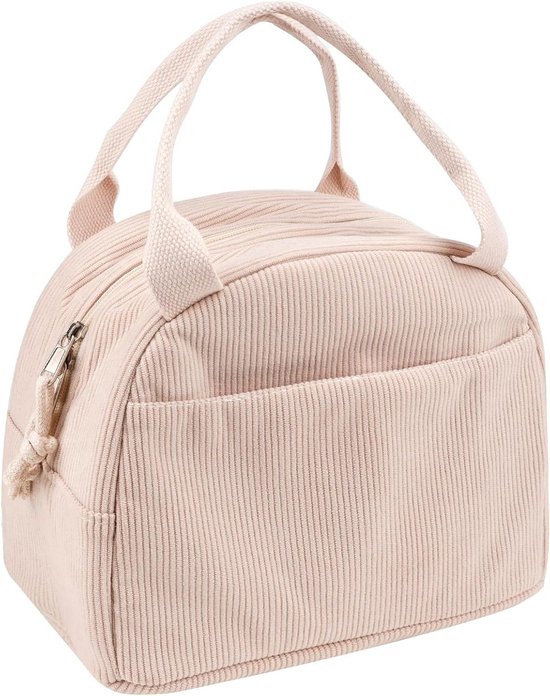 Lunchtas Corduroy met Handriem en Grote Capaciteit voor Dagelijkse Uitstapjes - Beige van Merkloos