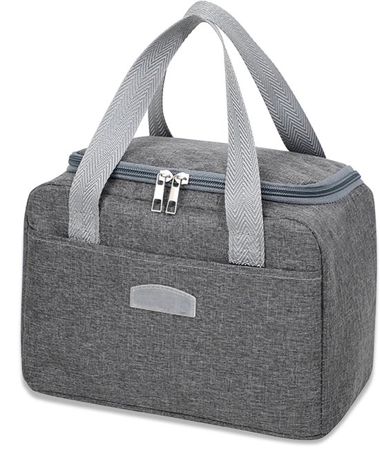 Lunchtas dames-lunchtas-lunchtas volwassenen-geïsoleerde lunchtas voor dames - Tote Bag Koeltas - Waterdichte lekvrije lunchtas - Geschikt voor mannen en meisjes, picknicks en werk in de buitenlucht - Grijs-25x14x19cm van Merkloos