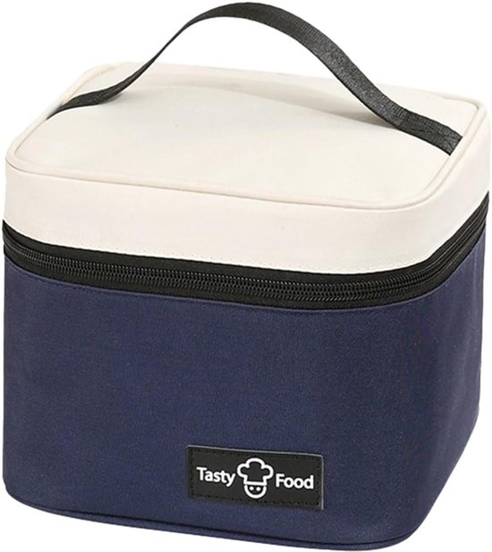 Lunchtas - Donkerblauwe lunchtas - Lunchtas Kinderen - Lunchtas - lunchtas dames - lunch tas - Draagbare lunchtas - 18 x 18 x 15 cm van Merkloos