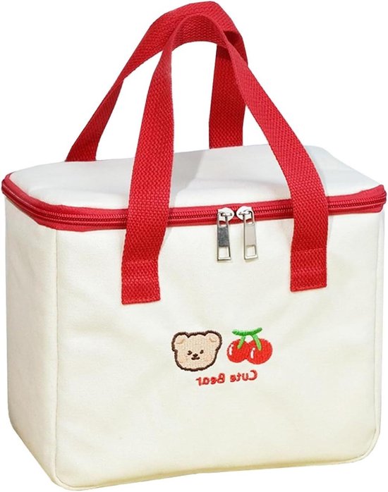 Lunchtas geïsoleerde koeltas draagtas met schattig patroon met rits voor lunch, picknick en reizen - Allecto - Draagbare lunchbox - Thermische lunchtrommel - Lunchetui geschikt voor volwassenen en kinderen - Blauw met bloemenprint. van Merkloos
