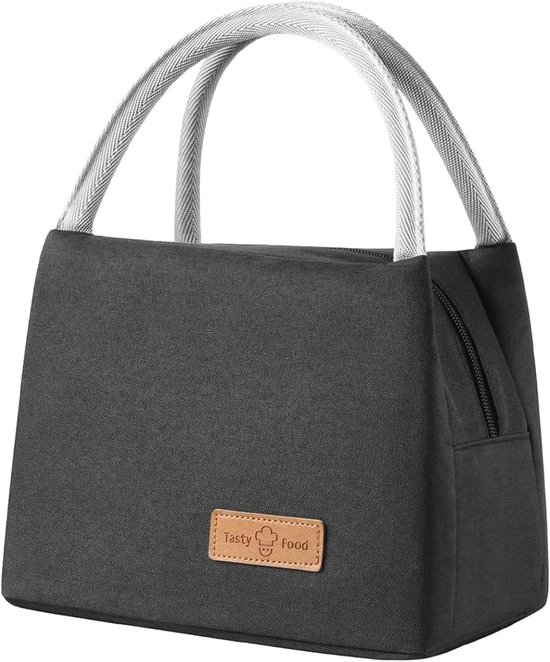 Lunchtas - Koeltas - Koeltassen - Lunchzak - 27x16x19 cm - 8 Liter - Draagbare Lunchzakken - Handvat Riem - Lunch / Blikjes - Koeltas voor Heren en Dames - voor Werk School Picknick - Zwart van Merkloos