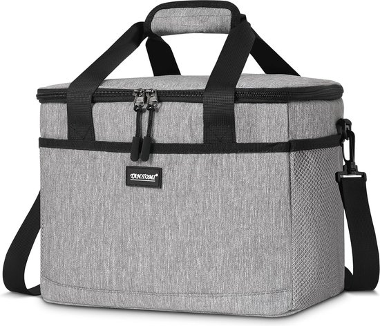 Lunchtas, koeltas, opvouwbare koeltas, voor mannen en vrouwen, geïsoleerde tas met ritssluiting voor werk, school en onderweg, 8,5 l / 15 l / 24 l, grijs van PENGDA