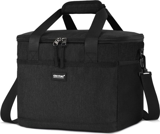 Lunchtas, koeltas, opvouwbare koeltas, voor mannen en vrouwen, geïsoleerde tas met ritssluiting voor werk, school en onderweg, 8,5 l / 15 l / 24 l, zwart 8.5l van Merkloos