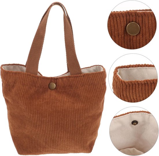 Lunchtas - Koeltassen - Tote Bag Boodschappentas - Opbergtas - Eenvoudige Lunchtas - Lunchtas voor buiten - Bento Tote Bag - Mini Bento Bag Lunchbox Tas - Opbergtas - Corduroy van Merkloos