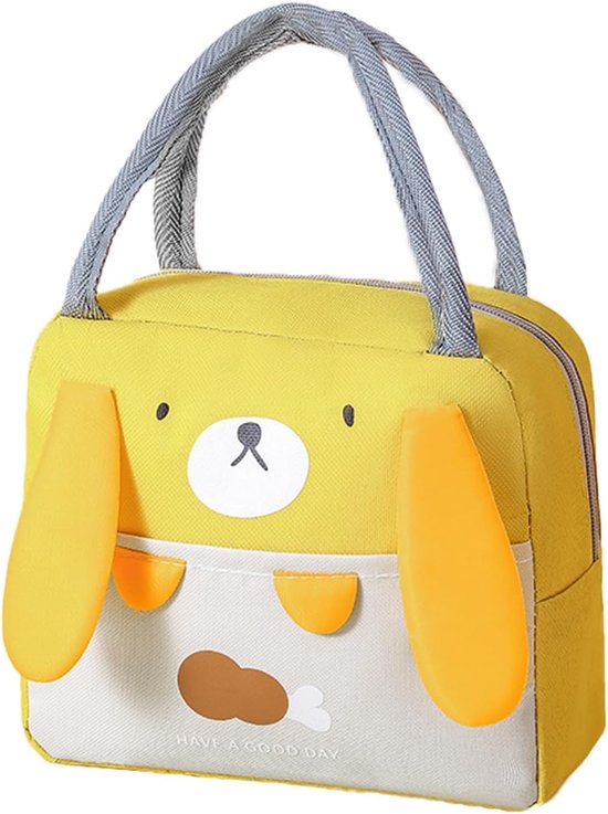 Lunchtas, leuke geïsoleerde herbruikbare lunchtassen, waterdichte opvouwbare lunchtas voor vrouwen, mannen, kinderen en studenten, reizen, picknick, school (gele beer) van Merkloos