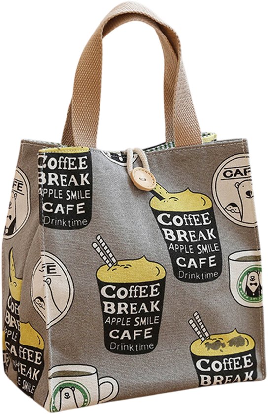 Lunchtas - Lunchbox tas - picknicktas - Canvas lunchbox tas - grote capaciteit - lunchtas - boodschappentassen - handtassendraagbare lunchtas - grijs - Groot van Pahajim