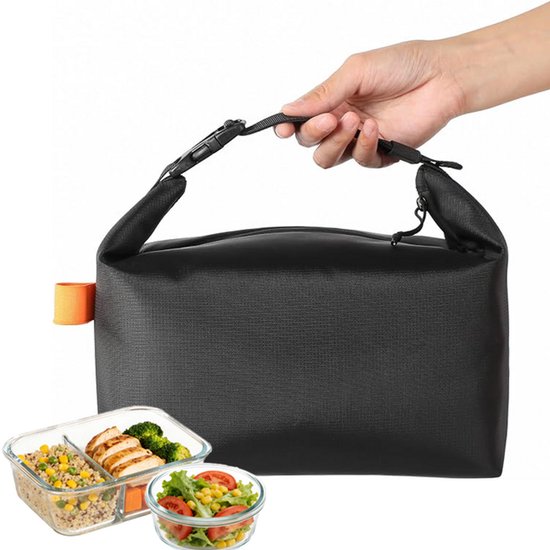 Lunchtas met gesp - Lunchtas - Koeltas - Koeltasje klein - Koeltas lunch - Draagbare lunchtas - Lunchtas met grote capaciteit - Geïsoleerde lunchtas - Zwart - Oxford-stof/aluminiumfolie
