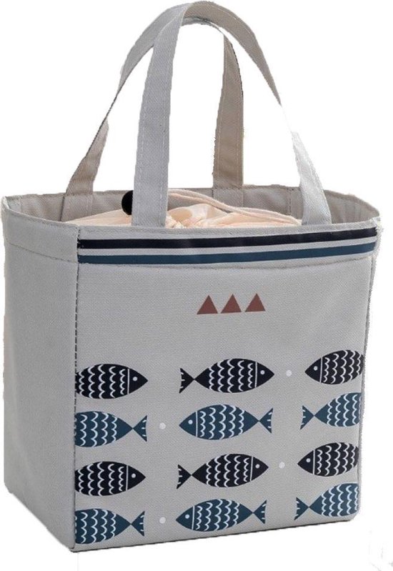 Lunchtas met Vissenmotief - Thermische tas / Koeltas - Grijs van Merkloos
