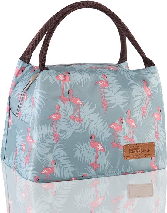 Lunchtas, schattige koeltas voor lunchboxen, waterdichte stof, opvouwbare picknickhandtas voor dames, volwassenen, studenten en kinderen (Flamingo) van Heyrtz