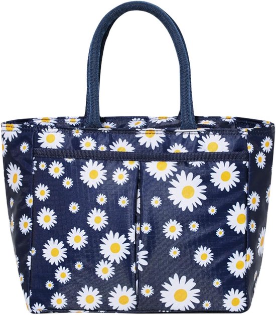 Lunchtas volwassenen - geïsoleerde lunch bag met handvat, compact formaat voor maaltijd, fruit en drinkfles, ideaal voor kantoor, school en reizen - blauw