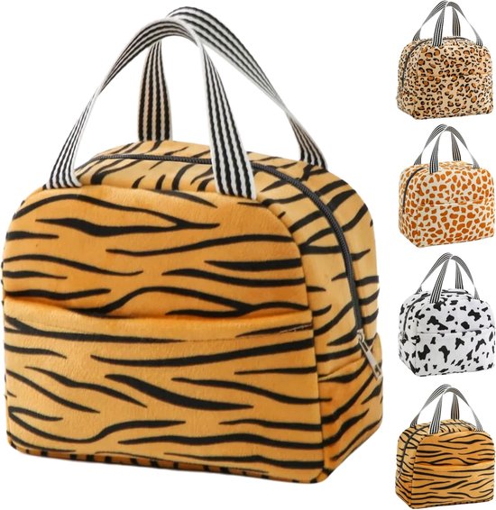 Lunchtas voor dames en heren, herbruikbare lekvrije koeltas, lichtgewicht thermische lunchbox voor kantoor, sportschool, strand en reizen (tijgerprint)