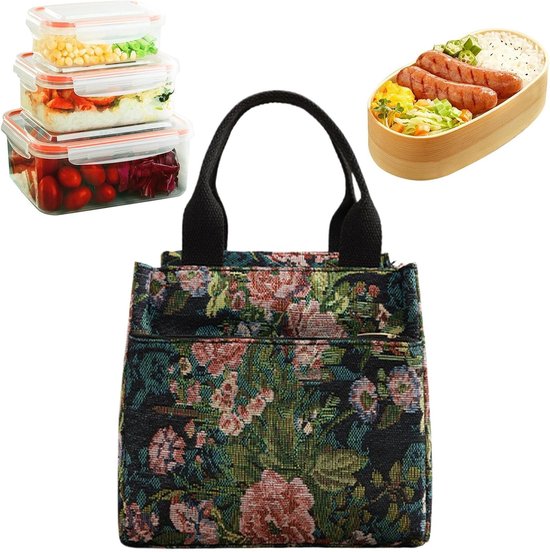 Lunchtas voor Dames met Bloemenprint - Waterdichte Opbergtas voor Eten en Snacks op Kantoor Werk en Reizen - Geschikt voor Volwassenen en Jongeren van YSNTG.