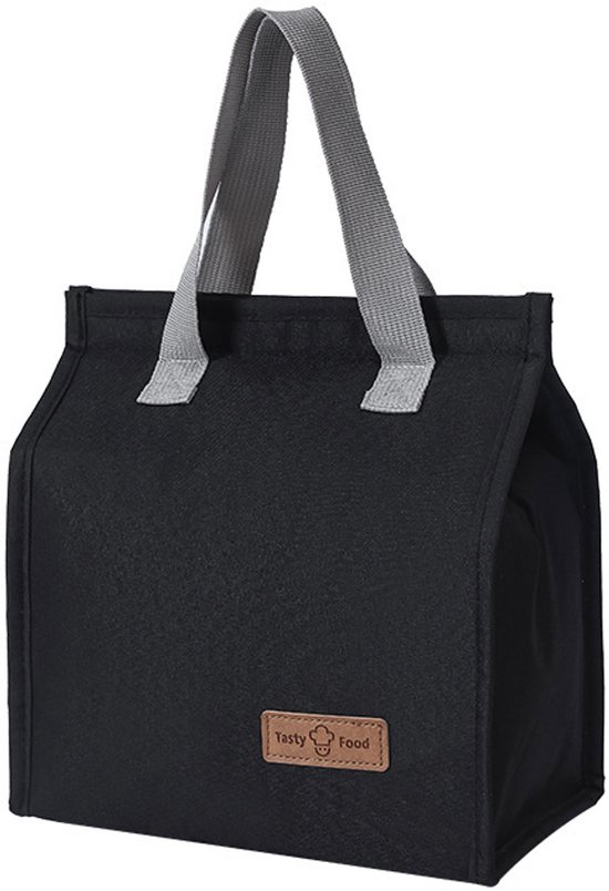 Lunchtas voor heren en dames - Klein - Herbruikbare geïsoleerde lunchtas, geïsoleerde lunchtas, opvouwbare lunchtas voor werk, school, picknicks en reizen - Zwart van FlowFly