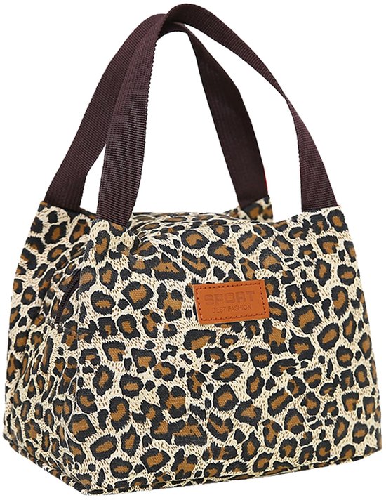 Lunchtas voor vrouwen, mannen, werk en volwassenen, lunchboxcontainer, herbruikbare lunchtas, voor vrouwen, mannen, studenten en kinderen (luipaard) van Merkloos