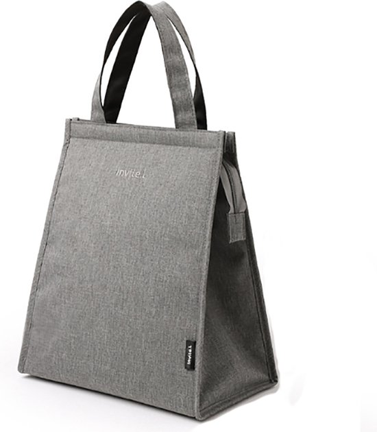 Lunchtassen - lunchtas grijs XL - geïsoleerde Lunchbag - school - werk - met handvaten - 5 liter - BPA-vrij - waterdicht van Merkloos