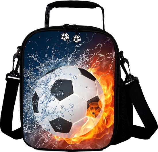 Lunchtassen, opberglunchtas Waterdichte herbruikbare draagbare tas, voor jongens en meisjes Blue Fire Football van Wernnsai