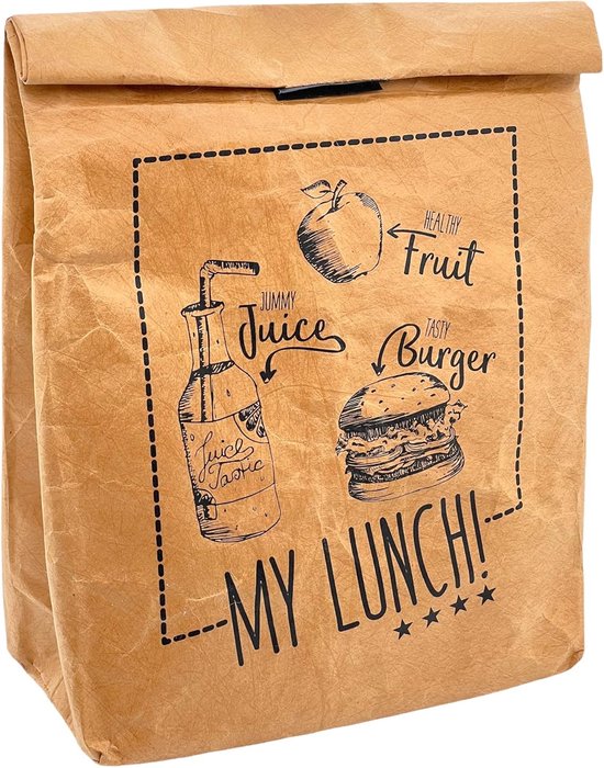 Lunchzak, bruine lunchtas geïsoleerd koud of warm, koeltas met klittenbandsluiting, thermische tas (my lunch) van JYKJ.
