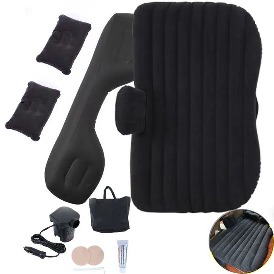 Lunekiss Auto Achterbank Luchtbed 132x70 cm – Met Pomp & 2 Kussens – Lekvrij Ventiel – Camping & Rust – Met Opbergtas van Lunekiss