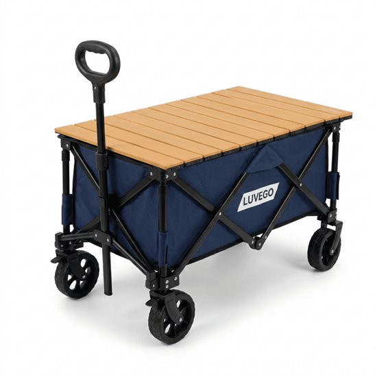 Luvego Bolderkar Set Met Tafel Opvouwbaar | Bolderkar Met Tafel | Strandkar Set | Campingkar | 100kg Draagkracht | Loskoppelbare Wielen van Merkloos